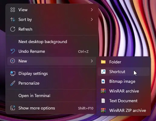 新しいショートカットを作成する
